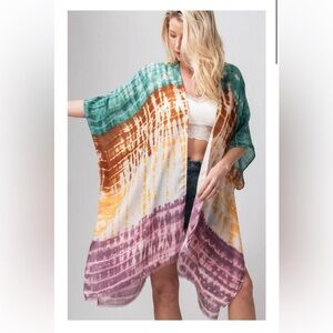 Do Everything in Love Tie-Dye Kimono - Boho Lightweight Cardigan - OS